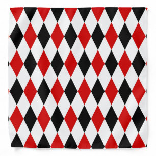 Red White Black Harlequin Diamond Pattern Bandana