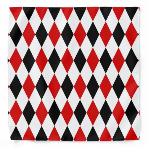 Red White Black Harlequin Diamond Pattern Bandana