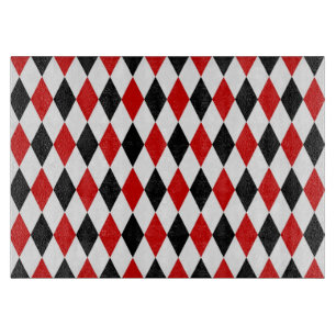 Red White Black Harlequin Diamond Pattern Cutting Board