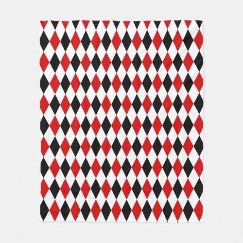 Red White Black Harlequin Diamond Pattern Fleece Blanket