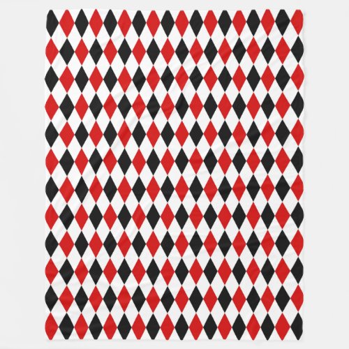 Red White Black Harlequin Diamond Pattern Fleece Blanket