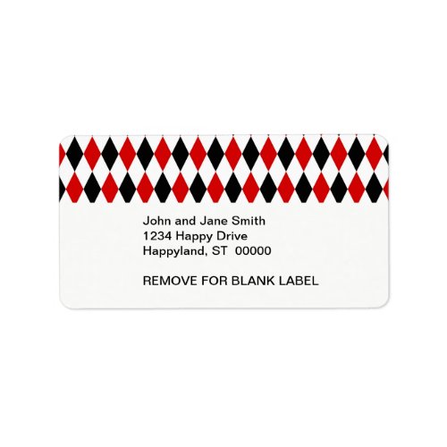 Red White Black Harlequin Diamond Pattern Label