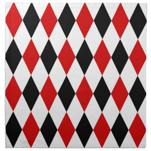 Red White Black Harlequin Diamond Pattern Napkin