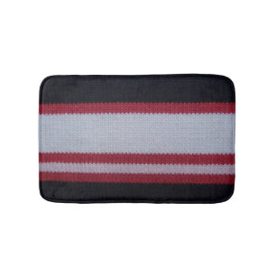 Red White Black: Knitted Woolen Fabric Pattern Bath Mat