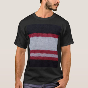 Red White Black: Knitted Woolen Fabric Pattern T-Shirt