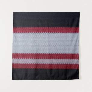 Red White Black: Knitted Woolen Fabric Pattern Tapestry