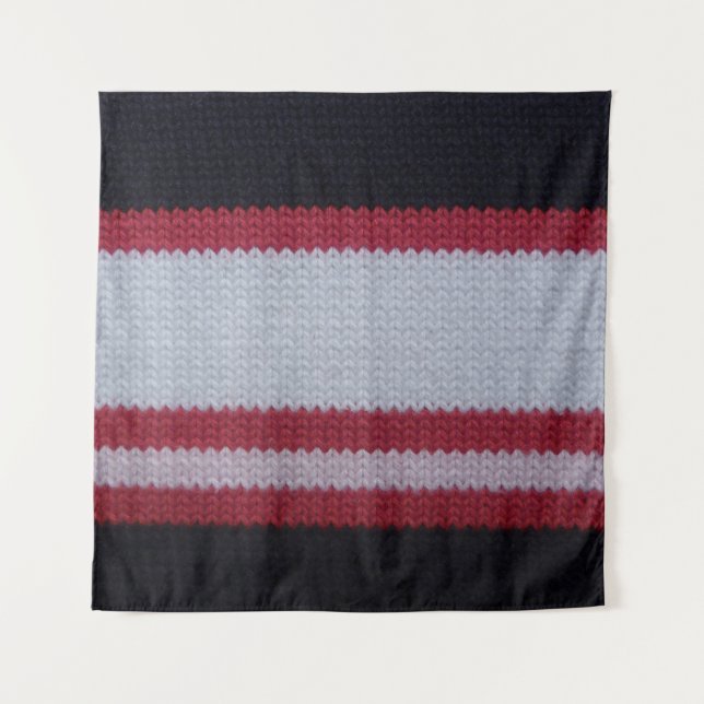 Red White Black: Knitted Woolen Fabric Pattern Tapestry (Front)