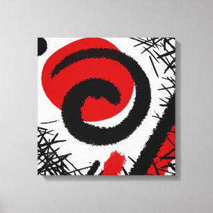 Red, White & Black Modern Abstract Canvas Print