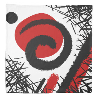 Red, White & Black Modern Abstract Duvet Cover