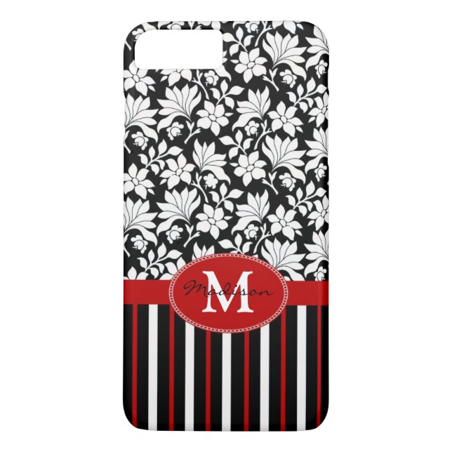 Red, white & black name / initial Case-Mate iPhone case (Back)