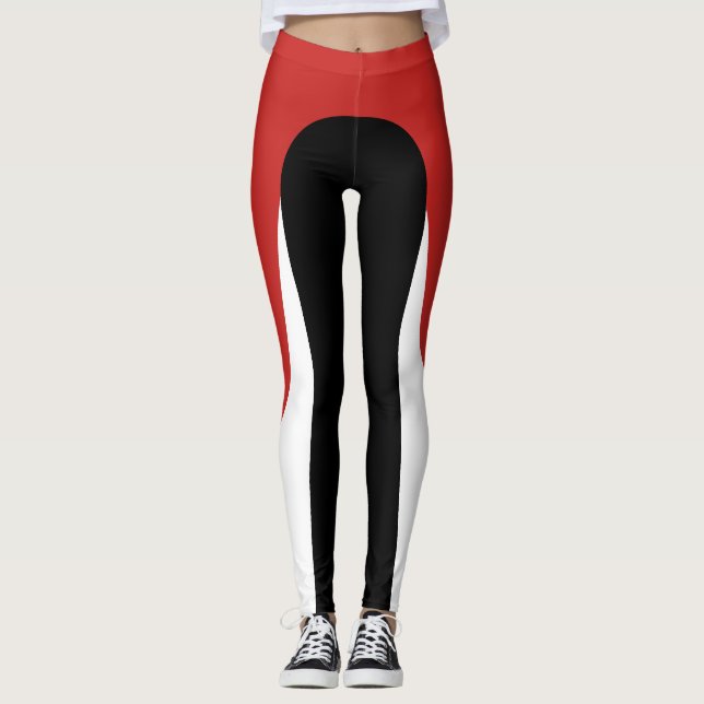 Red/White/Black Pattern Leggings (Front)