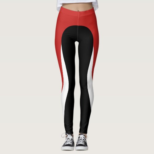 RedWhiteBlack Pattern Leggings