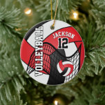 Red, White & Black Personalize Volleyball 🏐💖 Ceramic Ornament<br><div class="desc">⭐⭐⭐⭐⭐ 5 Star Review. 🥇AN ORIGINAL COPYRIGHT ART DESIGN by Donna Siegrist ONLY AVAILABLE ON ZAZZLE! Volleyball 🏐 Sport Player Christmas Ornament. Impress your volleyball player with this DIY name design in a sharp RED, WHITE AND BLACK design. A great gift for any volleyball player, volleyball fan or a volleyball...</div>
