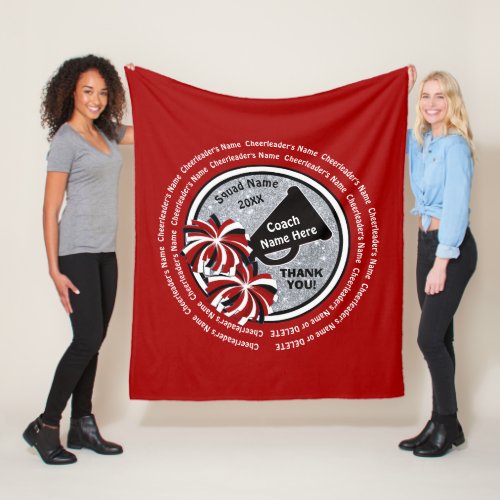 Red White Black Personalized Cheer Coach Gifts Fleece Blanket