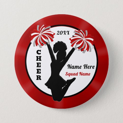 Red White Black Personalized Cheerleading Pins