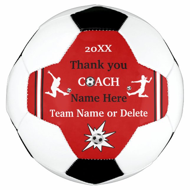 Red, White, Black Personalized Soccer Ball Gift (Front)