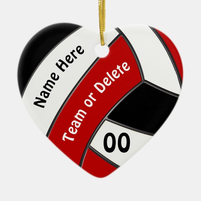 Red White Black, Personalized VOLLEYBALL Ornaments (Front)