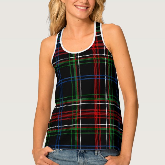Red White Black Plaid Tartan Buffalo Pattern  Tank Top (Front)