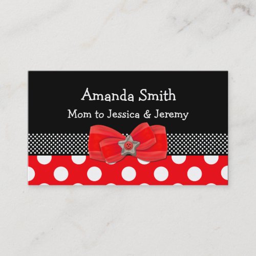 Red White  Black Polka Dot Mommy Card