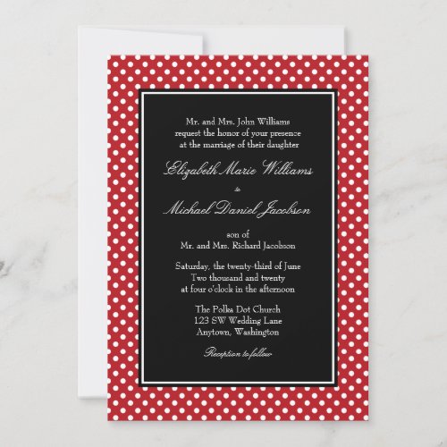 Red White Black Polka Dot Wedding Invitations