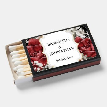 Red White Black Rose Elegant Floral Couples Party Matchboxes by mensgifts at Zazzle