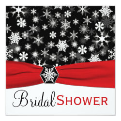Red, White, Black Snowflakes Bridal Shower Invite