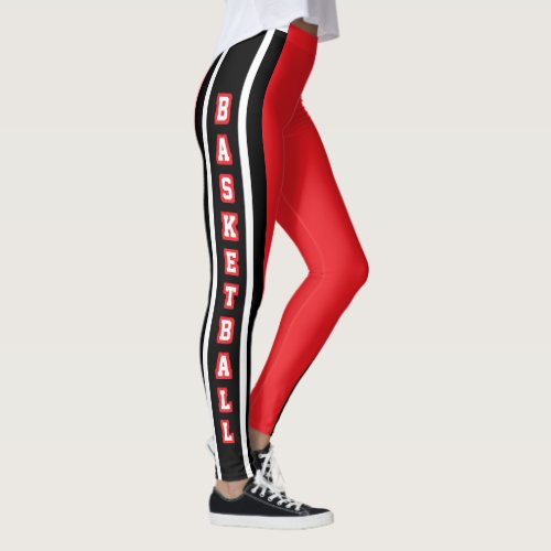 Red White  Black Sport Jersey Stripe _ DIY Text Leggings