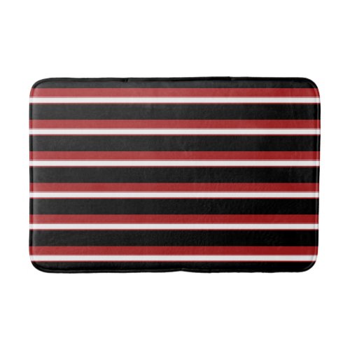 Red White Black Stripes Chic Stripe Bath Mat