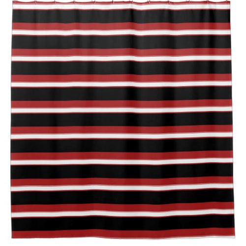 Red White Black Stripes Chic Stripe Shower Curtain