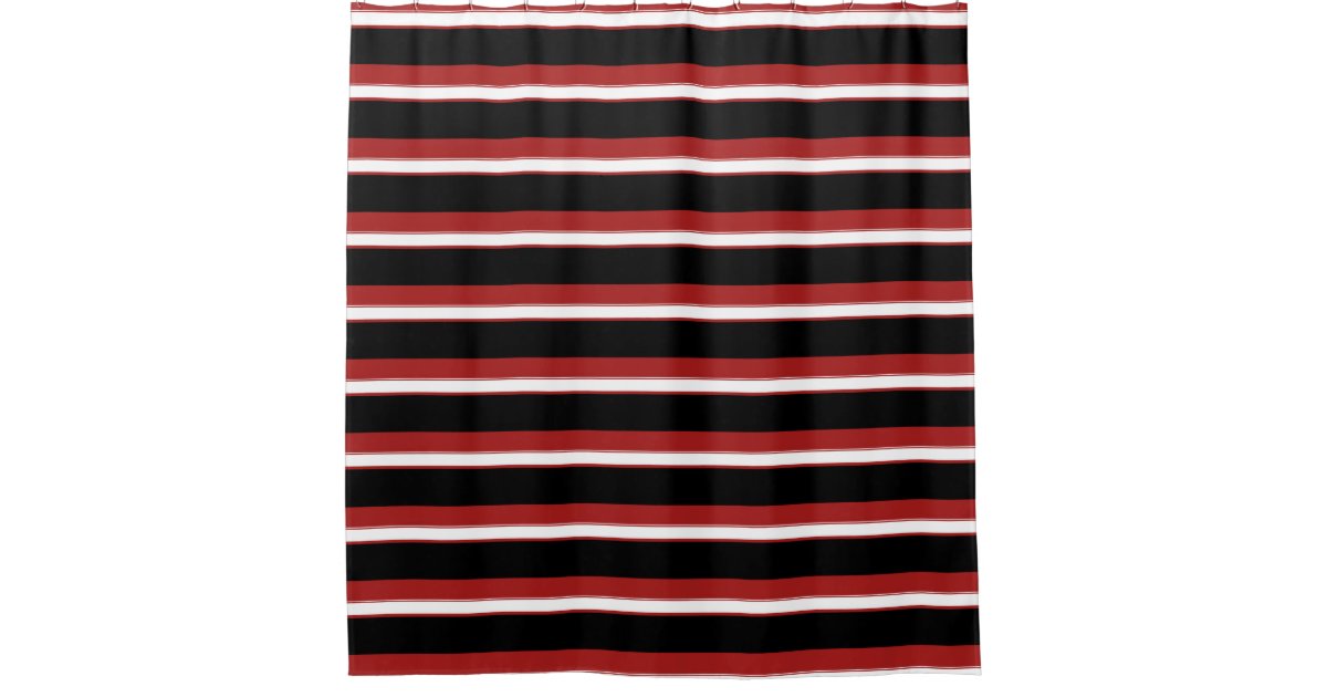 Red White Black Stripes Chic Stripe Shower Curtain | Zazzle