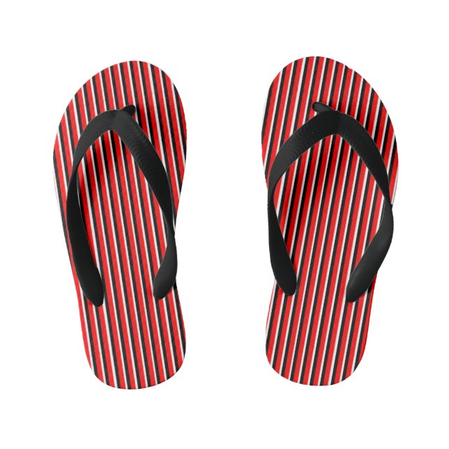 Red White Black Stripes Sandals (Footbed)