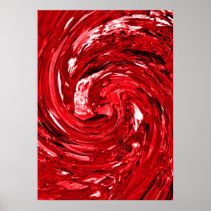 Red White Black Swirl Design  Poster