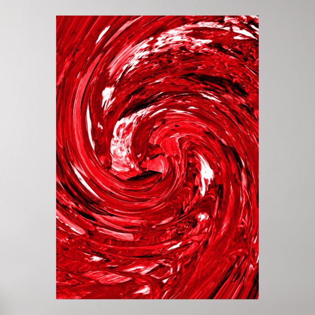 Red White Black Swirl Design  Poster (Front)