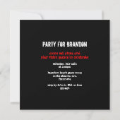 Red, White Black Teen Boy's Birthday Party Invite (Back)