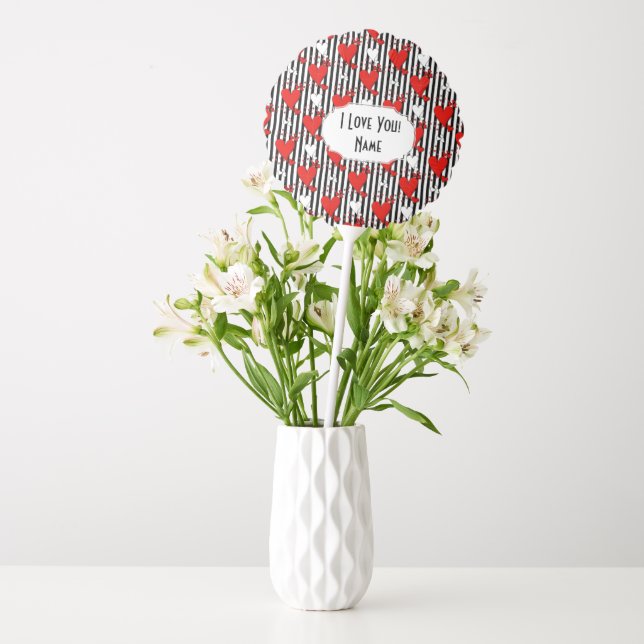 Red White Black Valentine Hearts Balloon (Vase)