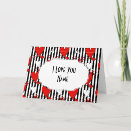 Red White Black Valentine Hearts Greeting Card