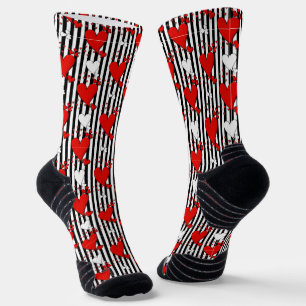 Red White Black Valentine Hearts Socks