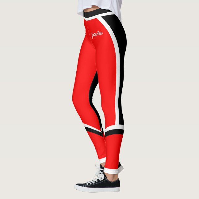 Red White Black (your name) Leggings (Left)