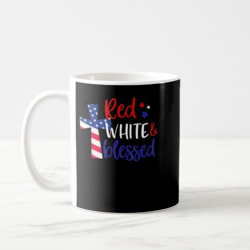 Red White Blessed American Jesus Cross Christian 4 Coffee Mug