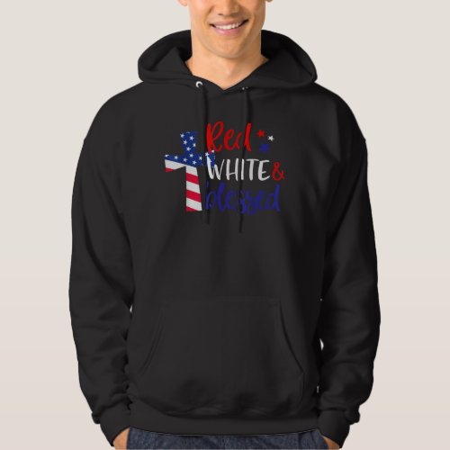 Red White Blessed American Jesus Cross Christian 4 Hoodie