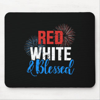 Red White Blessed For Independence Day On 4th Of J Mouse Pad