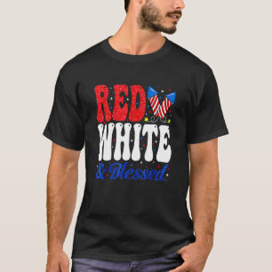 Red White Blessed Funny 4th Of July Patriotic Boys T-Shirt