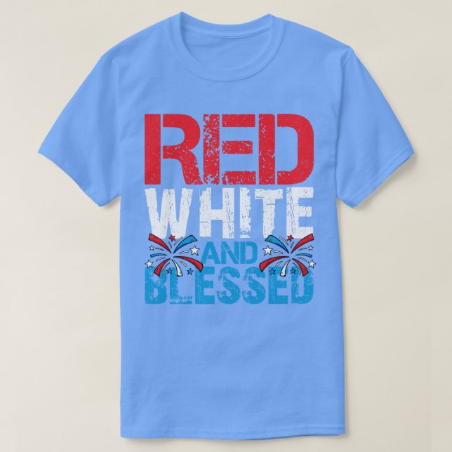 Red White Blessed T-Shirt (Design Front)
