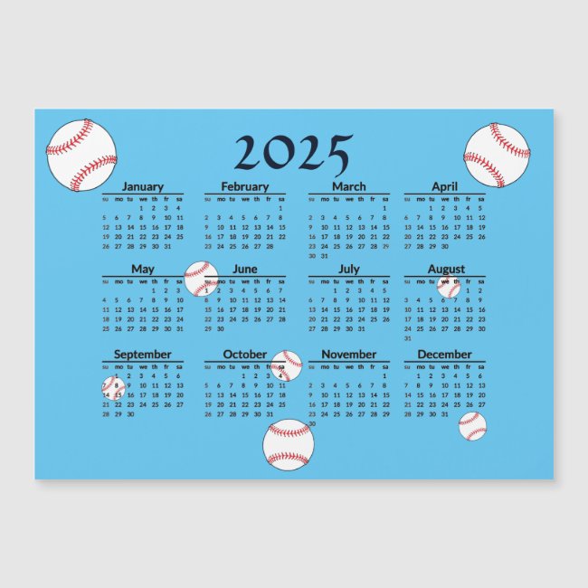 Red White Blue 2025 Calendar Magnetic Card