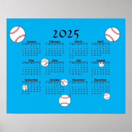 Red White Blue 2025  Calendar Poster