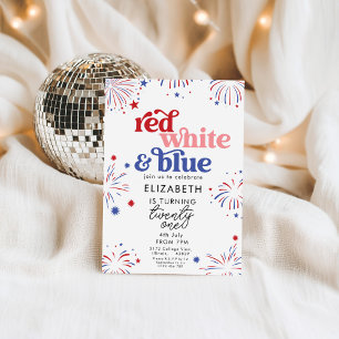 Red White & Blue 21st Birthday Invitation