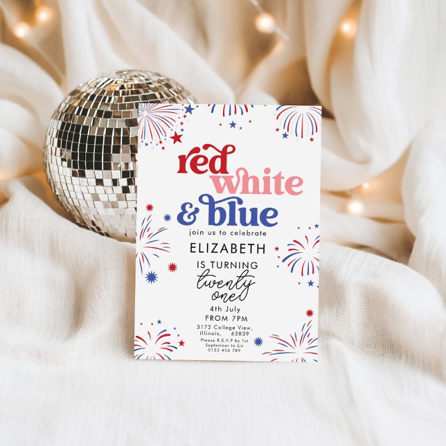 Red White & Blue 21st Birthday Invitation (Creator Uploaded)