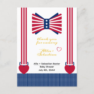 Red White Blue 4th July Baby Shower Thank You Card