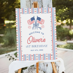 Red, White & Blue 4th of July 1st Birthday Welcome Foam Board