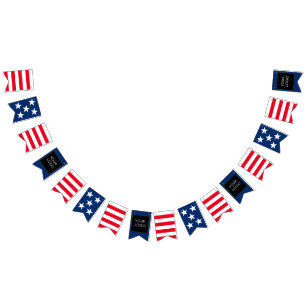 Red White Blue 4th of July Business Company Logo Bunting Flags